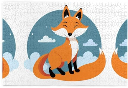 Puzzles1000 Teile YYHWHJDE Lächelnder Fuchs Drucke Pädagogische Intellektuelle Holzpuzzles, lustige Puzzles, Stressabbau-Spiel