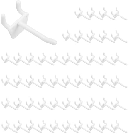 QUARKZMAN 50 Pcs Ganci Per Pannello Forato, 2 Pollici Ganci In Plastica Resistente Accessori Organizzatori Per Pannello Forato Garage Organizzazione Artigianale Parete Negozio Griglia