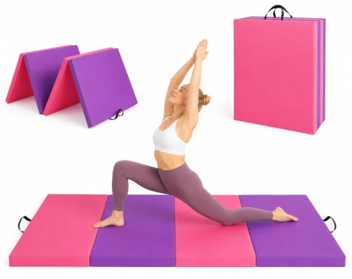 Virimolo Tapis De Gymnastique Pliable En Cuir, 180x60x5cm (4 Volets),Tapis De Sport Portable Avec Poignées Pour Yoga, Fitness, Entraînement Enfant Et Adulte
