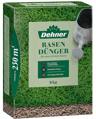 Dehner Rasendünger mit Langzeitwirkung, mineralisch, 6 kg, für ca. 250 qm, 250 m²