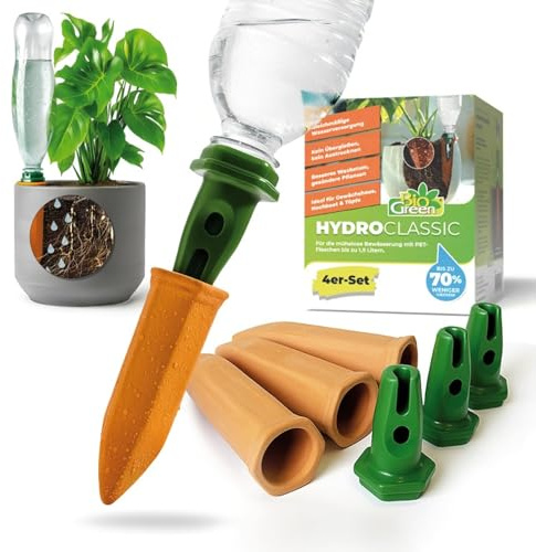 Bio Green Pflanzen Bewässerung Hydro Classic Tonkegel, terracotta/grün - für PET Flaschen