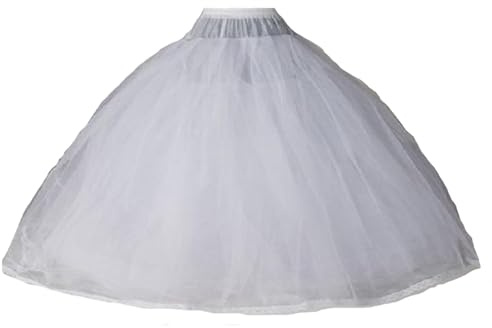 Dearta Women's 8 Layers Tulle Ball Gowns Dresses Petticoats with No Rings White