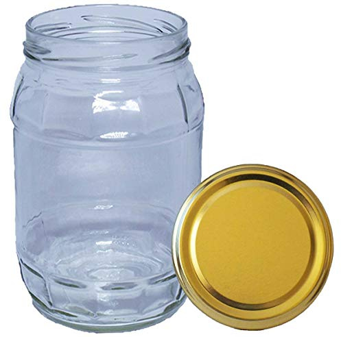 720 ml Einweckgläser mit Deckel gold Einmachgläser Vorratsgläser Einmachglas Weck (Menge: 16 Stück)