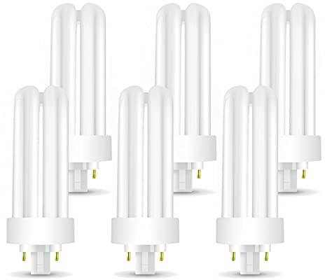 Circle (6 Pack) PLT-26W 841, 4 Pin GX24q-3, 26 Watt Triple Tube, Compact Fluorescent Light Bulb