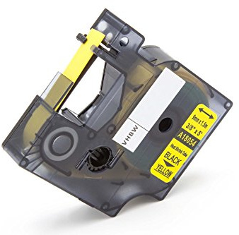 vhbw Schriftband-Kassette kompatibel mit Dymo Rhino 4200 | 6000, 5200 Etiketten-Drucker Schwarz auf Gelb, Schrumpfschlauch-Kassette, 9 mm