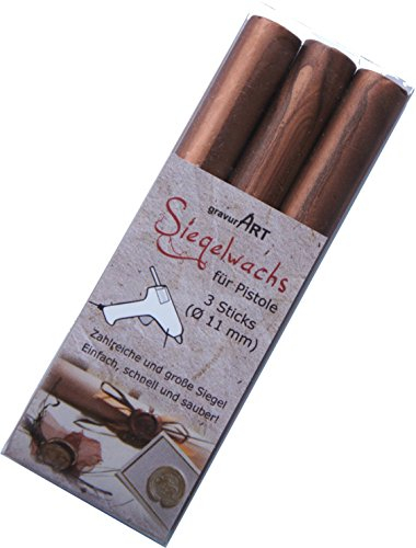 gravurART Siegelwachs flexibel, 11mm Durchmesser für Siegelpistole, Farbe Bronze.-Perl. 3 Stangen