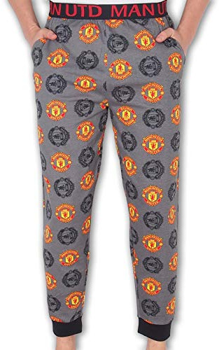 Manchester United FC Official Mens Lounge Pants Pyjama Bottoms Grey XL
