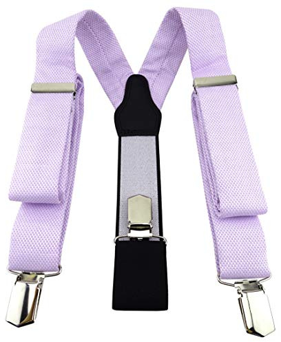 TigerTie Bretelles unisexes en piqué à motif uni - Forme en Y avec 3 clips extra solides - Réglable de 82 à 130 cm, lilas, Taille Unique