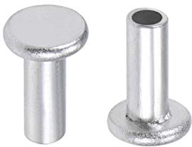 sourcing map 200 Pcs 4mm x 10mm Aluminum Flat Head Semi-Tubular Rivets Silver Tone