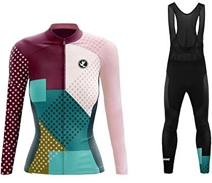 UGLY FROG Invierno Thermo Fleece Ciclismo Ropa Maillot Mujer Jersey+Pantalones Largos Culote de Ciclismo Conjunto Entretiempo para Deportes al Aire Lib