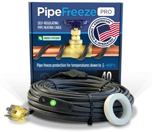 Radiant Solutions Company Intelligent Heat Tape for Water Pipe Freeze Protection - with GlowCap™, Built-in Thermostat, Tape Included, 10-yr Warranty, Heavy-Duty, Self-Regulating, 120V (125 Ft)