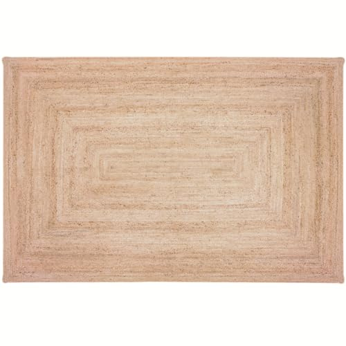 RAJRANG Hand Woven Jute Area Rug Natural Large Braided Design Reversible Rectangular Rug for Bedroom Kitchen Living Room Farmhouse Décor 121x182 cm