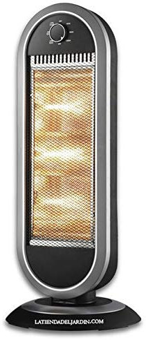 Suinga Stufa alogena oscillante con tre impostazioni di temperatura 400-800-1200 W. Colore nero