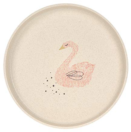 LÄSSIG Assiette enfant sans mélamine, sans BPA, pour lave-vaisselle et micro-ondes/Plate Little Water Swan
