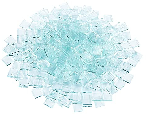 FINGERINSPIRE 375 PCS (280g) transparente Mosaikfliesen, 0,4 Zoll quadratische Glasfliesen, kristallklares Glasmosaik liefert Stücke für Handwerk Heimdekoration