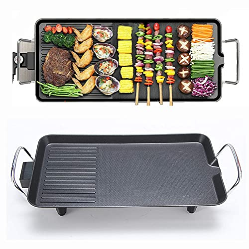 Electric Table Top Grill, Teppanyaki Grill Non-Stick, Hot Plate Camping Cooking Cast, Barbecue Grill, Large Capacity Household Non-Stick Pan Cooker with Temperature Adjustment (L,67 x 29 x 8.5 cm)