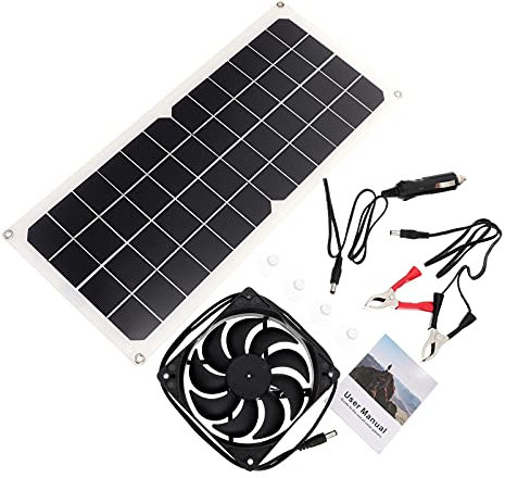 Happyyami Solarpanel-ventilator Für Tierhäuser Garten Und Außenbereich Sommerkühler Mit Solarpanel Für Gewächshäuser Baumhäuser Und Wohnmobile
