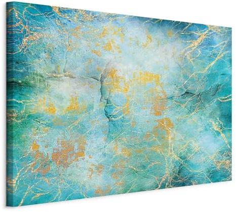 B&D XXL - Akustikbild Abstrakt Bilder Akustikschaum Hochleistungsschallabsorber Schallschutz Leinwand 1 tlg Wandbild Raumakustik Schalldämmung Textur Betonoptik türkis a-A-0701-b-a