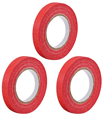 sourcing map Lot de 3 rouleaux de ruban de masquage Rouge 10 mm x 20 m
