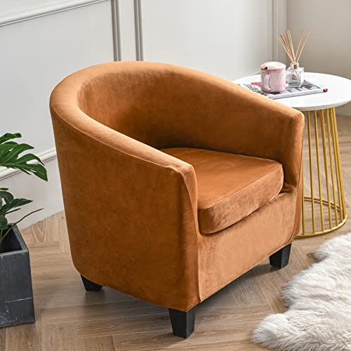 GUYIRT 2 Stück Club Chair Schonbezug Strecken Sesselbezug Abnehmbar Sesselhusse Waschmaschinenfest Für Bartheke Wohnzimmer -braun-