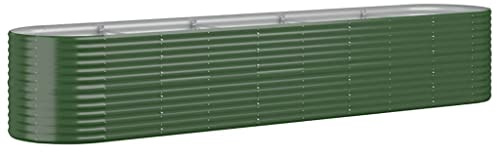 vidaXL Hochbeet, Wetterfestes Hochbeet für Garten Balkon Terrasse, Kräuterhochbeet zum Selber Bauen, Pflanzkasten aus Metall, Verzinkter Stahl Grün