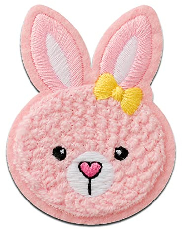 Mono Quick Häschen Chenille Tier - Aufnäher, Bügelbild, Aufbügler, Applikationen, Patches, Flicken, zum aufbügeln, Größe: 6,9 x 5,2 cm