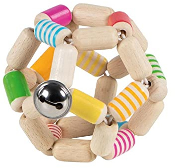 Sonajeros marca GOKI. Modelo Sonajero elástico pelota, a rayas