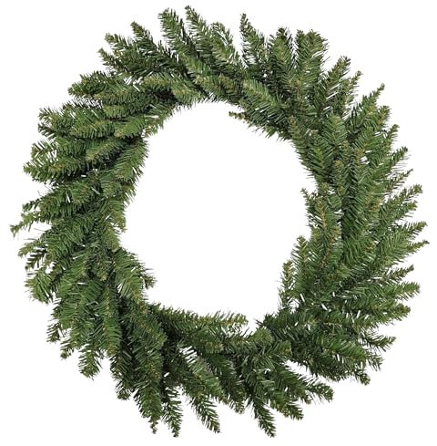 40cm Diameter Canadian Pine Christmas Wreath in Plain Green,Artificial Hanging Wreath for Home Party Indoor Outdoor Window Wall Wedding Decoration