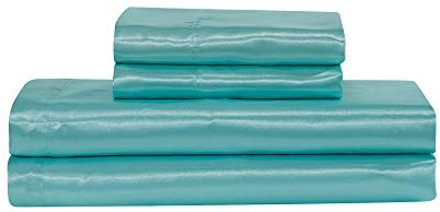 Gorgeous Home LINEN 25 Momme Mulberry Silk 6A Graded Solid Sheet Set | Olympic Queen(66 X 80) Light Blue |Comfy&Cozy Set Upto 24(inch) Deep Pockets with Elastic Bounded 4 Piece Set