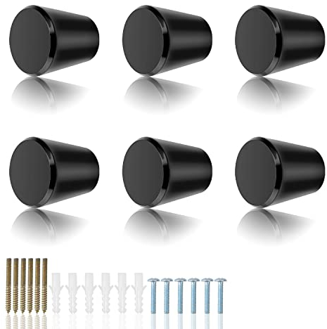 LNSYSNS Möbelknöpfe Schwarz, 6er-Pack Schrankknöpfe Schwarz, Matt-Schwarz, Schrankknöpfe, mit Expansionsrohre Schrauben, für Schränke, Garderoben, Frisiertische