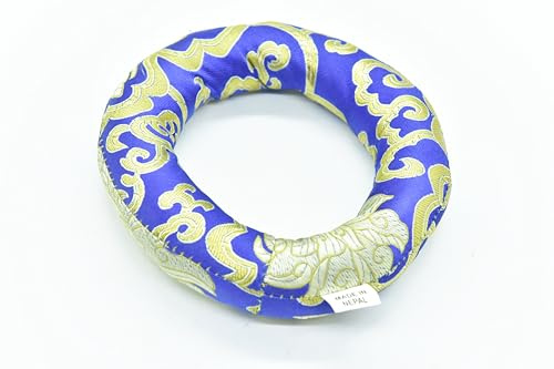 6 Silk Brocade Ring Cushion Pillow for Tibetan and Crystal Singing Bowl~Best for 7-8 Bowl size(Blue)