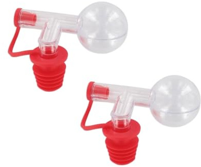 Fackelmann 9910750 Lot de 2 doseurs à alcool, boule pour dosage d'alcool, bec doseur pour bouteille, bouchon doseur 2,5 cl, bouchon verseur, Plastique, Rouge, 9 x 7 cm | Dosage précis, Lot de 2 pour servir sans surdosage, Boule 2,5 cl, Plastique rouge repérable, Format compact 9 x 7 cm