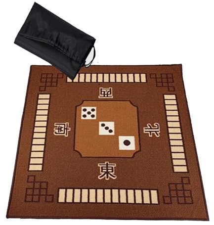 Mahjong-Tischdecke Quadratische Mahjong-Tischmatte Mit Tragetasche, Rutschfeste, Geräuschreduzierende Spielkartenmatte For Poker, Kartenspiele, Brettspiele, Fliesen-Mahjong-Spiele ( Color : Brown , Si