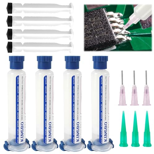 4 Stücke Lötfett Flussmittel, Gute Benetzbarkeit, Starkes Haftvermögen, Lötpaste, BGA-Flussmittelpaste, Flussmittel, Geeignet für Allgemeine PCB-Nacharbeiten
