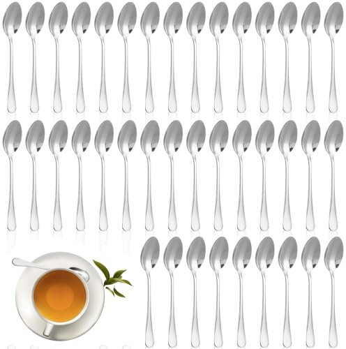 APACALI Teaspoons Set of 40, 17cm / 6.6inch Tea Spoons Stainless Steel, Small Coffee Spoon, Dessert Spoons, Latte Spoons for Home, Kitchen, Restaurant, Silver