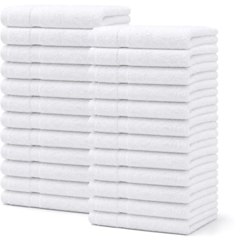 Westlane Linens 100% Cotton Face Cloths, Flannels & Washcloths (24 Pack) | Double Hemmed Stitched • Lint Free • Skin Friendly Face Towels • Soft & High Absorbent • Hotel Quality • Ideal for Daily Use