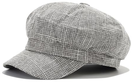 JFAN Classic lässige Ballonmütze für Damen Schirmmütze Kappe Barett mit Glencheck Karo Muster Maler Mütz Bakerboy Schiebermütze Newsboy Cap Cabbie