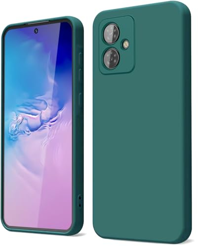 GOGME Funda para Motorola Moto G54 5G Capa con Forro de Microfibra Antiarañazos Líquida Silicona Carcasa Antigolpes Protector Móvil Case Cover, Verde Oscuro