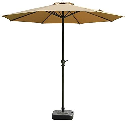OWOHYG Sonnenschirm, Gartenschirm, 9 Fuß, Terrassentischschirm, Khaki – Gartenschirm mit Kurbel und 8 stabilen Streben, für Terrasse, Garten und Poolseite, gut