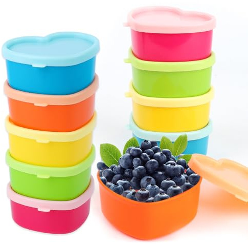 TAIXING Set di 10 contenitori per congelatore in plastica, piccoli | Piccoli contenitori per congelatore, 5 colori, mini lattine con coperchio, piccoli contenitori per congelare e conservare