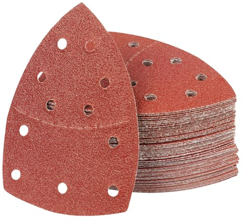 PMIQSA 70 Piezas Triángulo de Lijado Delta 40 Grano | 152x105mm ,Papel de Lija Para Detalles y Acabados, Hojas de Lija Triangulares, Para Lijado y Pulido Lija Madera