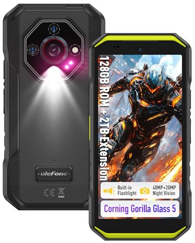 Ulefone Armor X32 Rugged Phone, 12GB+128GB/2TB TF, 48MP+20MP Night Vision, 5.65 Corning Gorilla Glass, MTK G91 Android 15 4G 3-Card Slot IP68 Outdoor Mobile Phones Smartphone SIM Free Unlocked Green