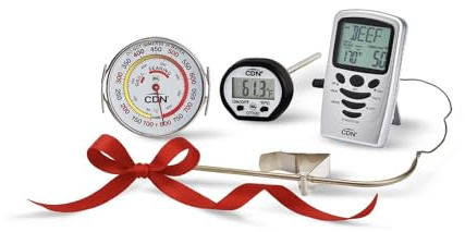 CDN Juego de 3 termómetros de chef de regalo, incluye temporizador de sonda digital, termómetro de carne, termómetro de superficie de parrilla/horno.