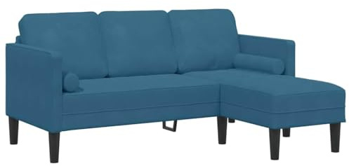vidaXL Sofa Set mit Kissen Blau Polyester | Ein schlankes Design, das moderne Wohnräume aufpeppt, Kuschelige Kissen für entspannte Stunden,