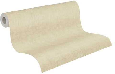 A.S. Création Uni-Vliestapete – Grün, Beige, Metallic – 10,05 x 0,53 m | Einfarbig & vielseitig kombinierbar – schimmernde Wandtapete, ansatzfrei & spurlos abziehbar, für Wohn- und Schlafzimmer