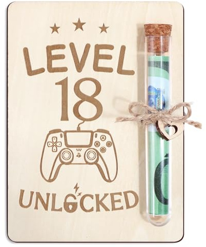 BOFUNX Gaming Geschenke Holz Geldgeschenk Verpackung 18. Geburtstag Geschenk Gamer Zocker Geschenk mit Reagenzgläser für Frauen und Männer