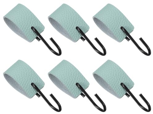 QUARKZMAN 6 Stück PU-Leder S-Haken Multifunktionale S-förmige Haken Blau | Zum Aufhängen von Mantel Handtuch Camping Küche Badezimmergriff