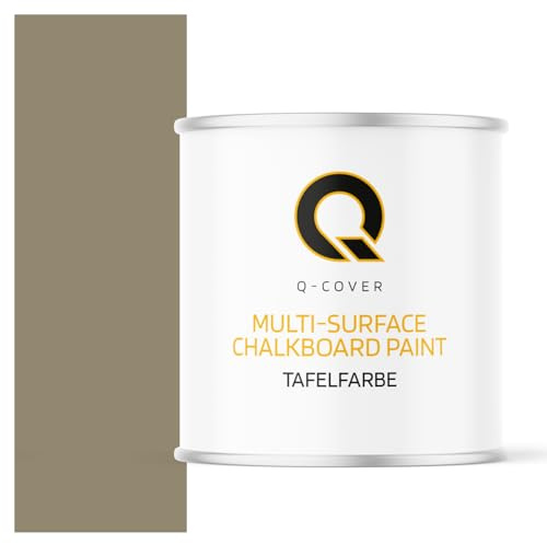 Q-COVER Vernice lavagna 2,5 L Opaca - Grigio giallo RAL 7034 - Pittura per lavagna a base d'acqua per mobili, legno, pareti, metallo