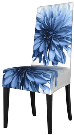 WHJSHOP La housse de chaise de salle à manger imprimée de dahlia bleue est facile à démonter et fabriquée en tissu haute résilience résistant à l'usure