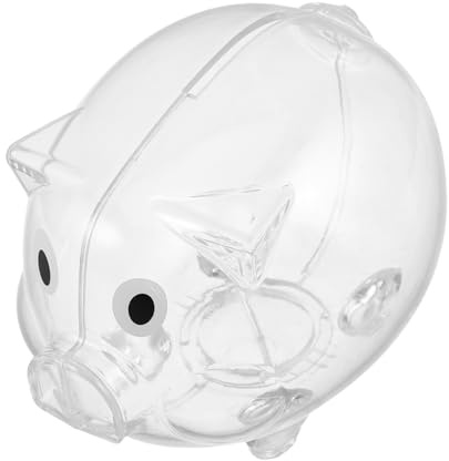 LALADEFIEE 2 pezzi Salvadanaio Trasparente a Forma di Porcellino Contenitore Porta Monete in Plastica Sicura per Decorazione per Scrivania Vaso Risparmio Chiaro e Facile da Usare